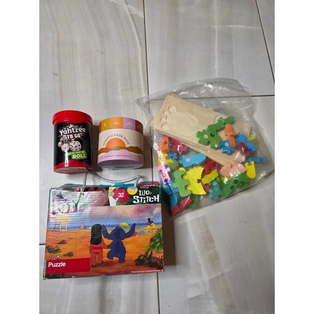 Disney Lilo & Stitch Puzzle Yahtzee To Go Mindfulness Dice Wooden‎ Puzzle Lot